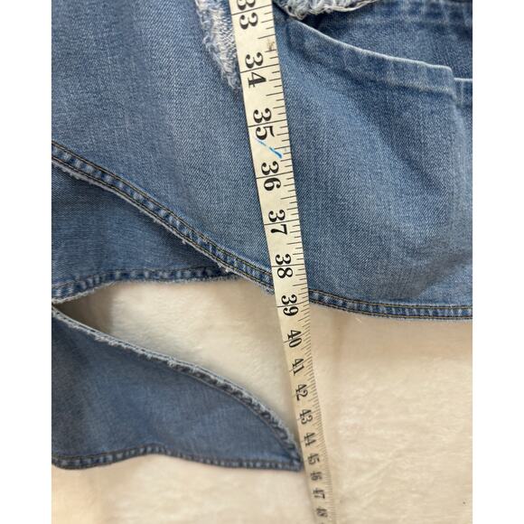 Jonathan Simkhai Asymmetric Ruffled Dress Womens 6 Distressed Indigo Denim - Picture 12 of 14